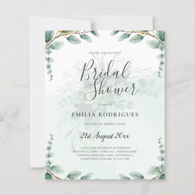 Eucalyptus Feuille OR FÊTE DES MARIÉES INVITATION (Devant)