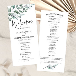Eucalyptus Feuille Programmes de mariage vert 4x9