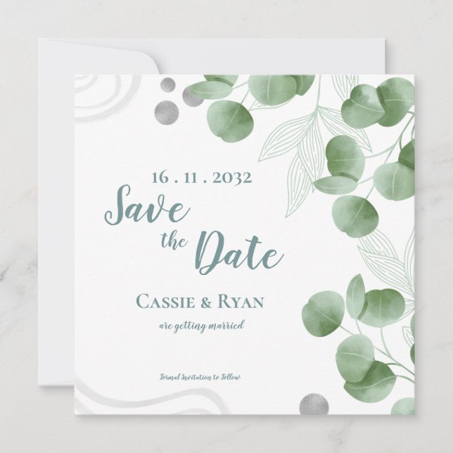 Eucalyptus Feuilles mariage Sauvez la date (Devant)