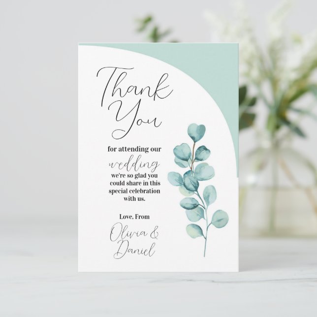 Eucalyptus Feuilles Merci Mariage mint (Debout devant)