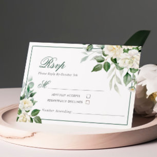 Eucalyptus Fleurs blanches Mariage Carte RSVP