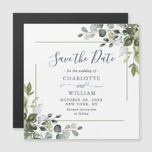 Eucalyptus Floral Enregistrer la date Carte magnét