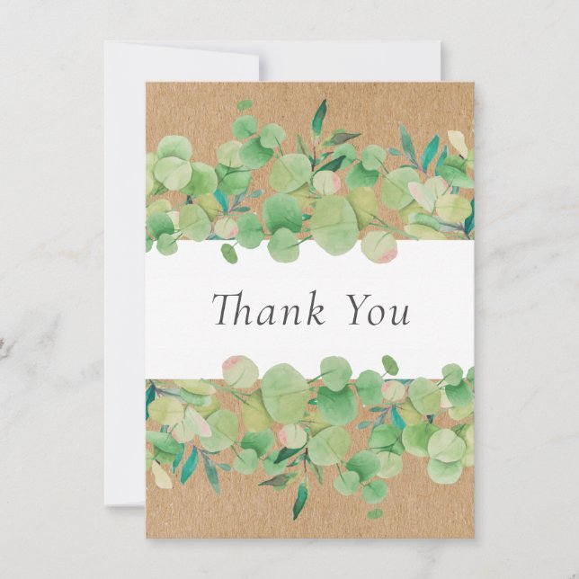 Eucalyptus Floral Végétation Kraft Rustique Merci (Devant)
