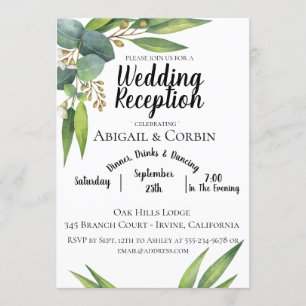 Eucalyptus Foliage Mariage Réception Invitation