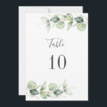 Eucalyptus Foliage Mariage Siège Numéro 10<br><div class="desc">Planifiez votre réception de mariage avec précision, à partir de la date d'enregistrement, au jour des événements mariages comme la réception et les arrangements de sièges avec ces feuilles botaniques d'eucalyptus numéro de table carte de sièges. Personnalisez entièrement une carte et ajoutez-la à votre panier. Cliquez ensuite sur l'aperçu dans...</div>