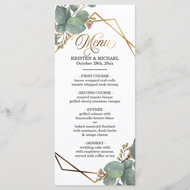 Eucalyptus geo frame menu mariage (Devant)
