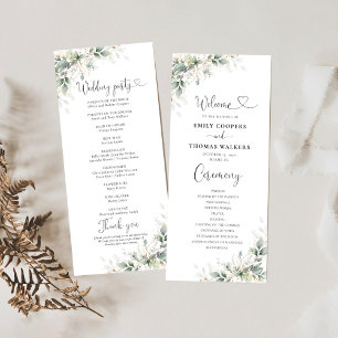Eucalyptus Gold Floral Programme de mariage vert