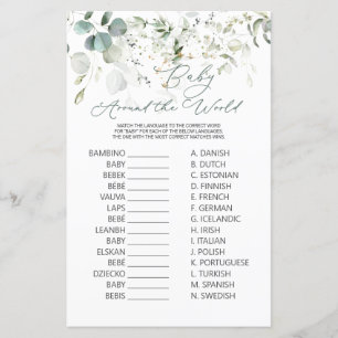 Eucalyptus Green Baby autour du monde jeu