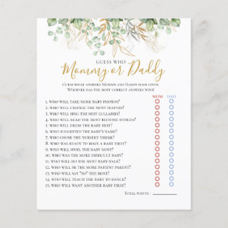 Eucalyptus Green Baby shower Jeu