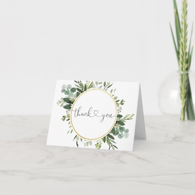 Eucalyptus Green Baby shower Merci Cartes (Devant)