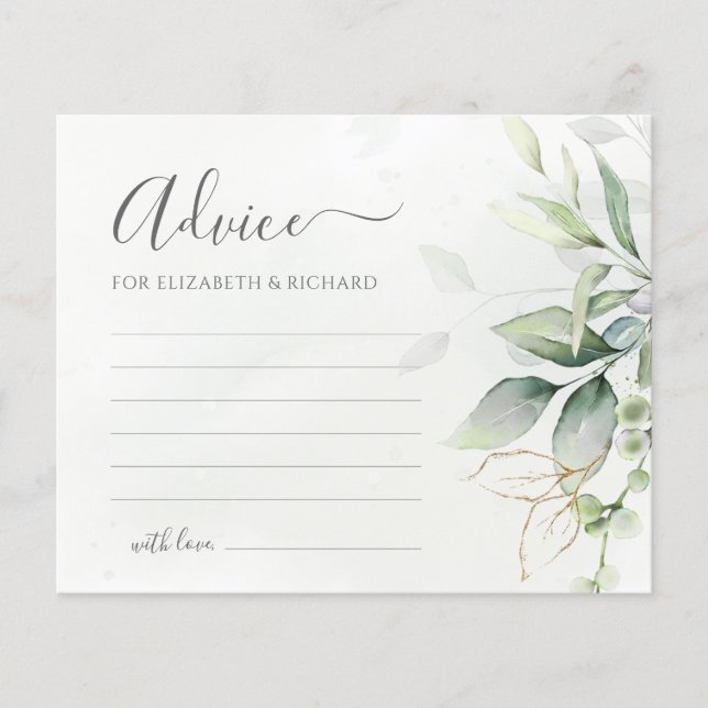 Eucalyptus Green Botanical Mariage carte conseil (Devant)