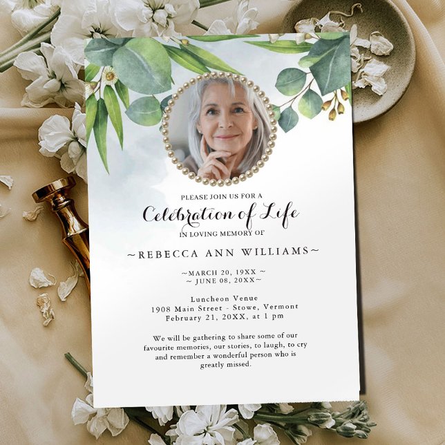 Eucalyptus Green Celebration of Life Invitation (Créateur téléchargé)