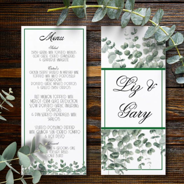 Eucalyptus Green Elegant Botanical Boho Menu (Créateur téléchargé)