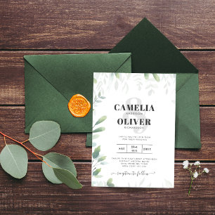 Eucalyptus Green Faire-part de mariage du budget o
