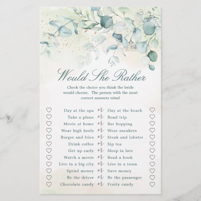 Eucalyptus Green Fête des mariées Jeu (Devant)