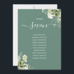 Eucalyptus Green Floral Seing Plan Numéro de table<br><div class="desc">Ces élégants numéros de table de mariage feuille vert eucalyptus peuvent être personnalisés avec le plan de séjour de vos invités dans la typographie chic. Les cartes sont imprimées à l'avant et à l'arrière (recto double). Conçu par Thisisnotme©</div>