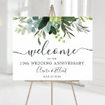 Eucalyptus Green Foliage Anniversaire Affiche de b<br><div class="desc">Ce signe d'anniversaire mariage présente des eucalyptus à l'aquarelle peinte et des feuilles verts. Pour une personnalisation plus avancée de cette conception,  cliquez sur le BOUTON OUTIL DESIGN BLEU. Des articles correspondants sont également disponibles.</div>