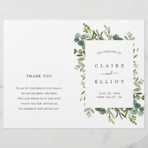 Eucalyptus Green Foliage Wreath Wedding Programme