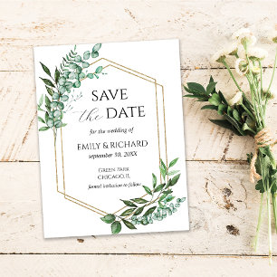 Eucalyptus Green Gold Enregistrer la date Carte po