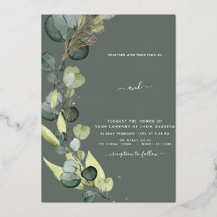 Eucalyptus Green Mariage or Foil Invitation