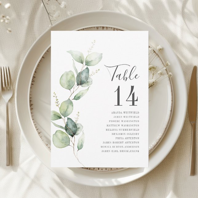 Eucalyptus Green Numéro de table Siège Mariage (Eucalyptus Greenery Table Number Wedding Seating)