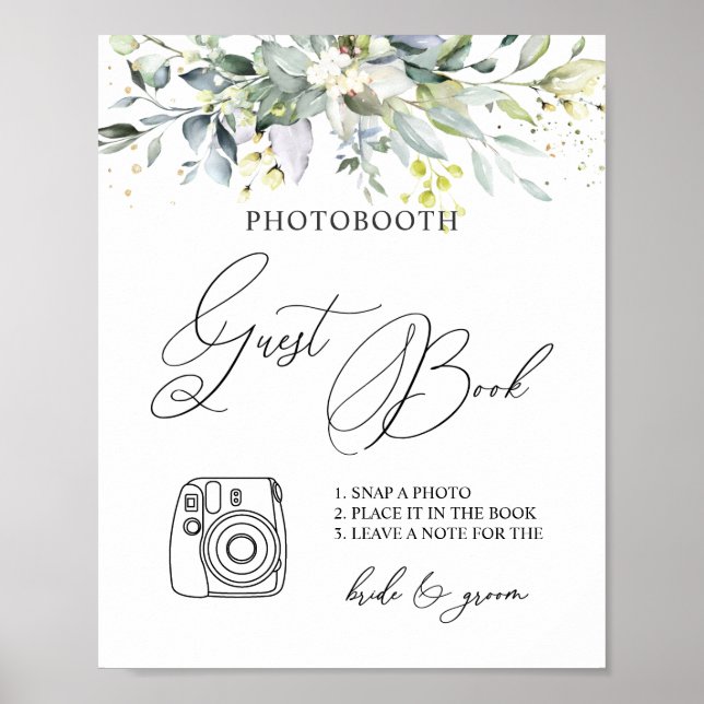 Eucalyptus Green Photo Guest Book Poster (Devant)