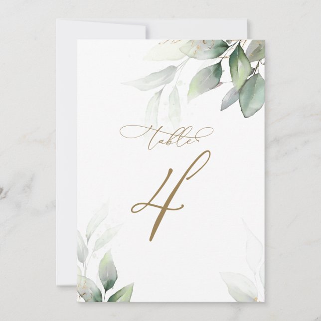 Eucalyptus Green Tableau 4 Mariage Numéro de table (Devant)