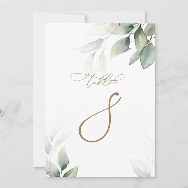 Eucalyptus Green Tableau 8 Mariage Numéro de table (Devant)