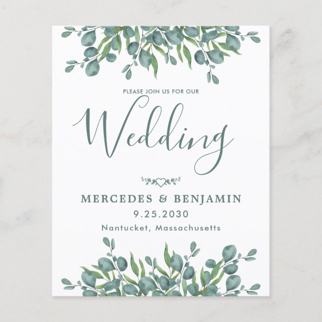 Eucalyptus Greenery Budget QR Code Mariage Invitat (Devant)