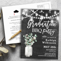 Eucalyptus Greenery GRAD BBQ Party Invitation