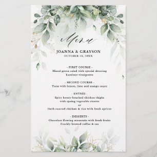 Eucalyptus Greenery Gum Botanical Mariage Menu