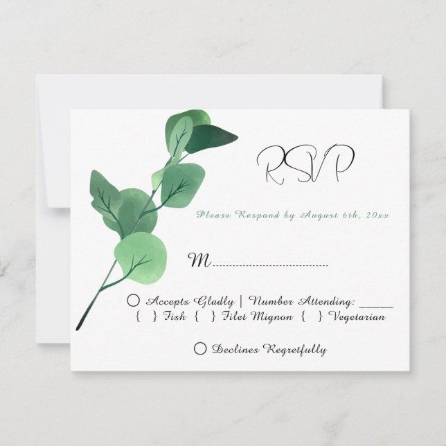 Eucalyptus Greenery Mariage Merci cartes (Devant)