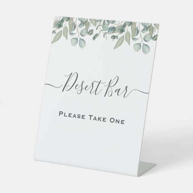 Eucalyptus Greenery Mariage panneau du bar à desse (Recto)
