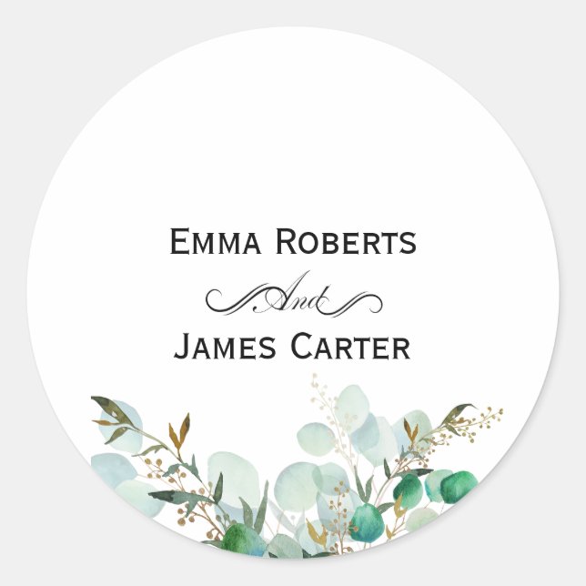 Eucalyptus Greenery Round Sticker (Devant)