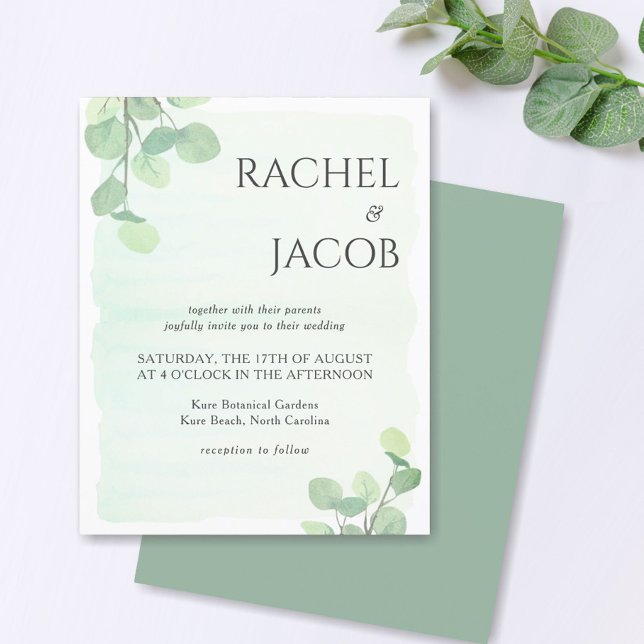 Eucalyptus Greenery Watercolor Wedding Invitation (Créateur téléchargé)