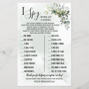 Eucalyptus I Spy mariage réception jeu bilingue