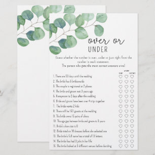 Eucalyptus - Jeu de baby shower : Plus ou Moins