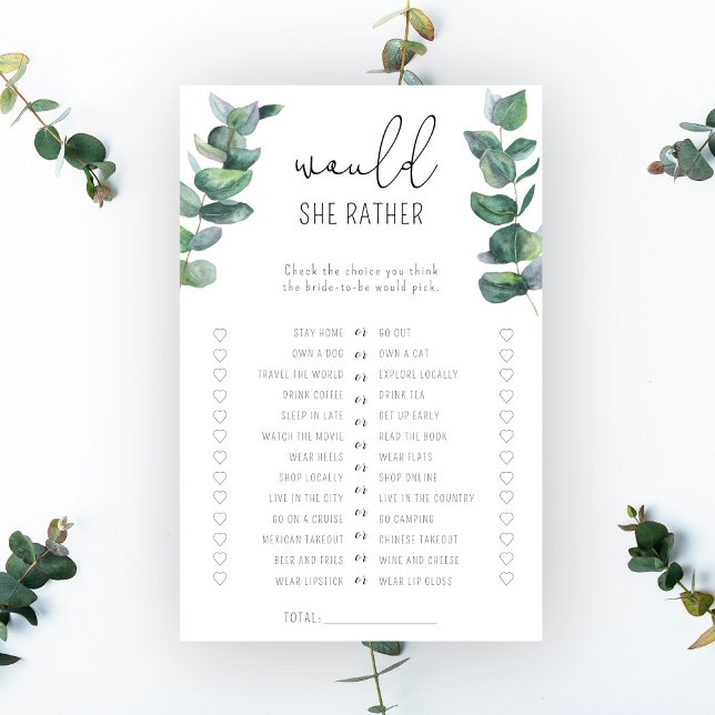 Eucalyptus - Jeu de baby shower pour elle (Créateur téléchargé)