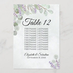 Eucalyptus & Lavender 10 Nom Carte Table Grand