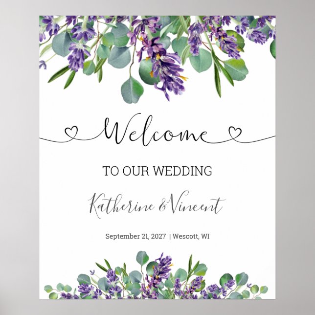 Eucalyptus Lavender Flowers Mariage Affiche de bie (Devant)