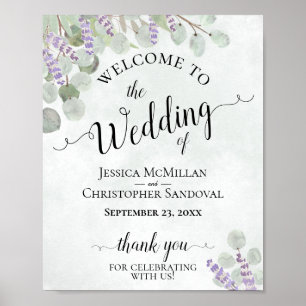 Eucalyptus & Lavender Rustic Mariage Affiche de bi