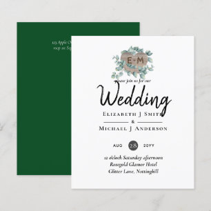 Eucalyptus Mariage - Aquarelle Verdure Monogramme