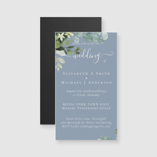 Eucalyptus Mariage Aquarelle verte Invitations (Devant / Derrière)