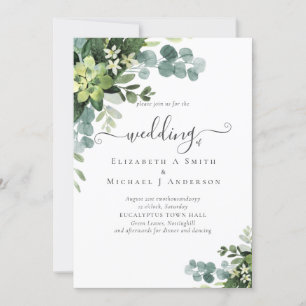Eucalyptus Mariage Aquarelle verte Invitations