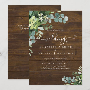Eucalyptus Mariage Aquarelle verte Invitations
