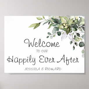 Éucalyptus Mariage d'aquarelle Bienvenue affiche