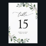 Eucalyptus Mariage de verdure Cartes Numéro de tab<br><div class="desc">Conçu pour correspondre à notre collection Boho Greenery mariage,  ce Modèle de menu personnalisable propose des feuilles de verdure mélangés à l'aquarelle et un serif élégant en noir. Éléments correspondants disponibles.</div>