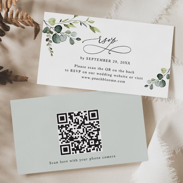 Eucalyptus Mariage de verdure QR Code Cartes RSVP (Créateur téléchargé)