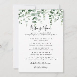 Eucalyptus Mariage Kissing Menu Carte de jeu