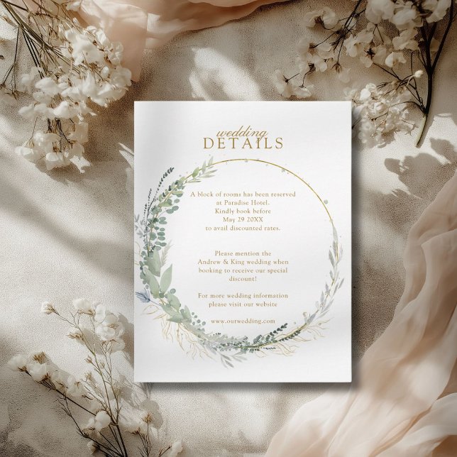 Eucalyptus Mariage moderne détails RSVP (Modern Elegant Eucalyptus Wedding Details RSVP Card)